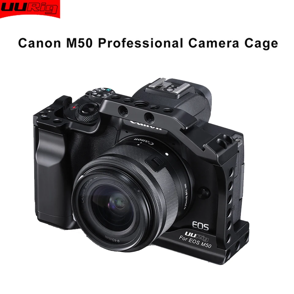

for Canon M50 Vlog Camera Cage Frame Shell Case with Monitor/Microphone/Video Light Cold Shoe Mount Quick Release Rig