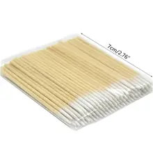 100 шт одноразовые ультра маленькие ватные палочки кисти с деревянными ручками для наращивания ресниц T4MB