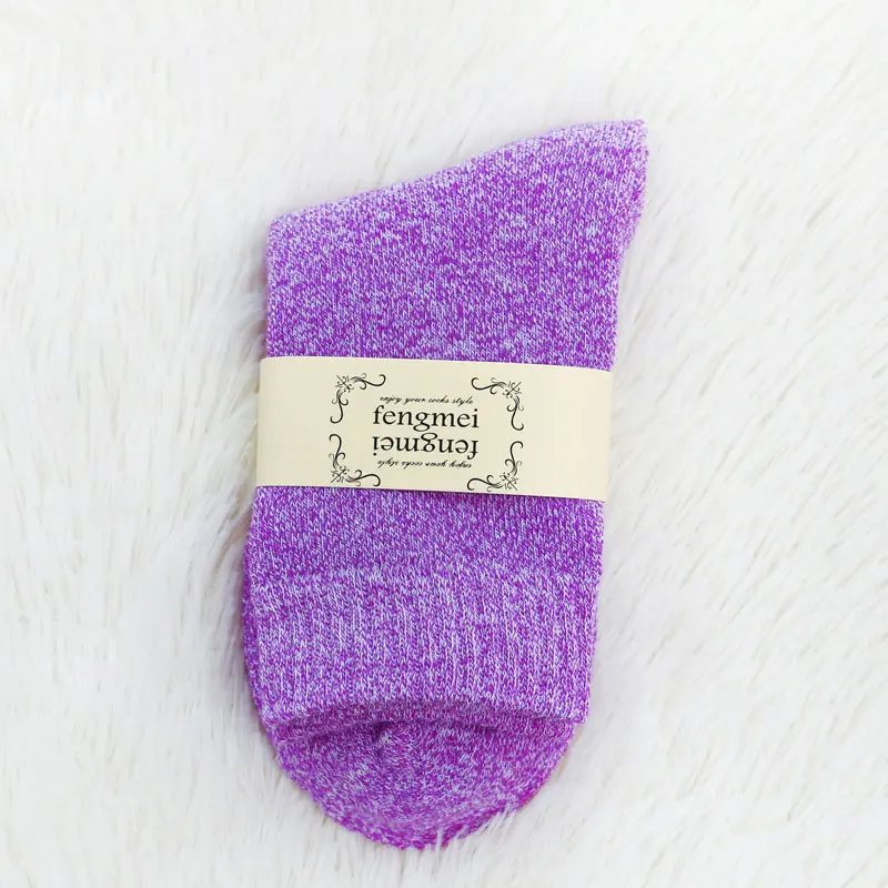 Зимние теплые носки женские новые шерстяные кашемировые платья повседневные плотные Носки Для Полотенец женские зимние Бархатные женские носки однотонные - Цвет: Лаванда