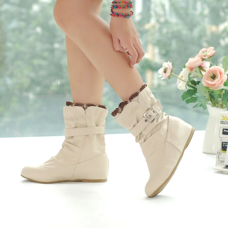 Новые женские ботинки модная элегантная обувь для осени женские винтажные ботильоны на шнурках с пряжкой из искусственной кожи женская обувь размеры 34–44 k632 - Цвет: Бежевый