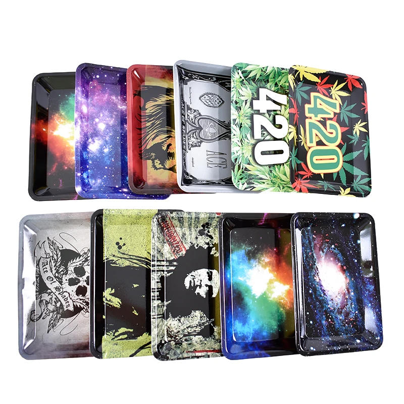 18*12.5 cm table small women cigarette joint smoking dish metal tin tobacco weed rolling paper tray storage