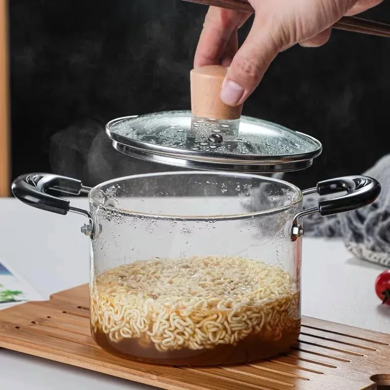 Glass saucepan Soup cooking pot vegetable salad noodle bowl flame explosion-proof cookware