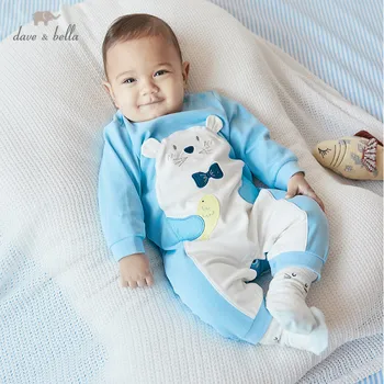 

DBH12505 dave bella spring baby boy long sleeve romper infant toddler jumpsuit children boutique new born cotton romper