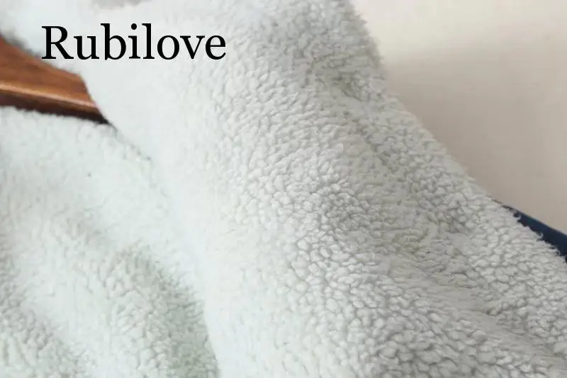 Rubilove теплая зимняя джинсовая куртка для женщин Новая мода Осень Зима шерстяные джинсы с подкладкой пальто женские куртки-бомберы