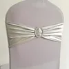 WedFavor 50pcs Shiny Metallic Gold Silver Lycra Spandex Chair Bow Sash Bands With Round Buckle For Banquet Wedding Decoration ► Photo 3/6