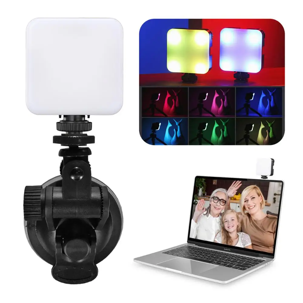 

LED-68R 6W RGB 2500-8500k Mini LED Video Light 2000mAh Built-in Battery Fill Light lamp with Suction Cup Mount for Phone Camera