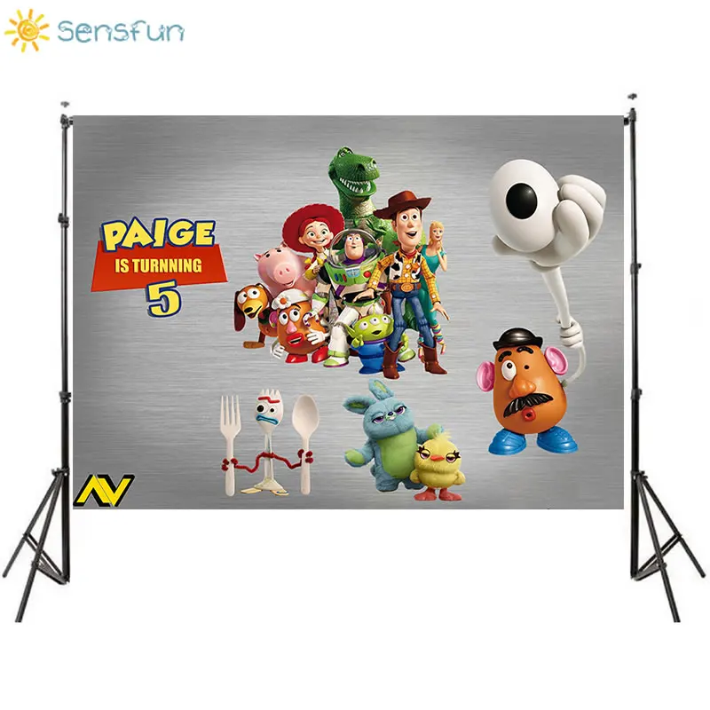 

Sensfun Vinyl Photophone Toy story Backdrops Boy Birthday Party Backgrop For Photo Studio Customize Name Age 7x5FT Photocall