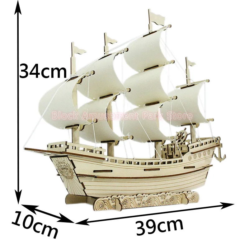 Crianças diy puzzle casa de brinquedo 3d jigsaw barco à vela crianças  presente jogos montar madeira construção ferry modelo brinquedos navio