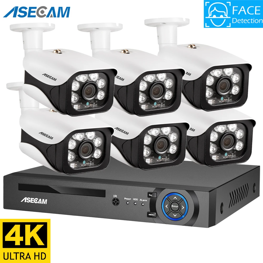 4K 8MP ip камера видеонаблюдения Ai распознание лица POE NVR комплект видеорегистратор