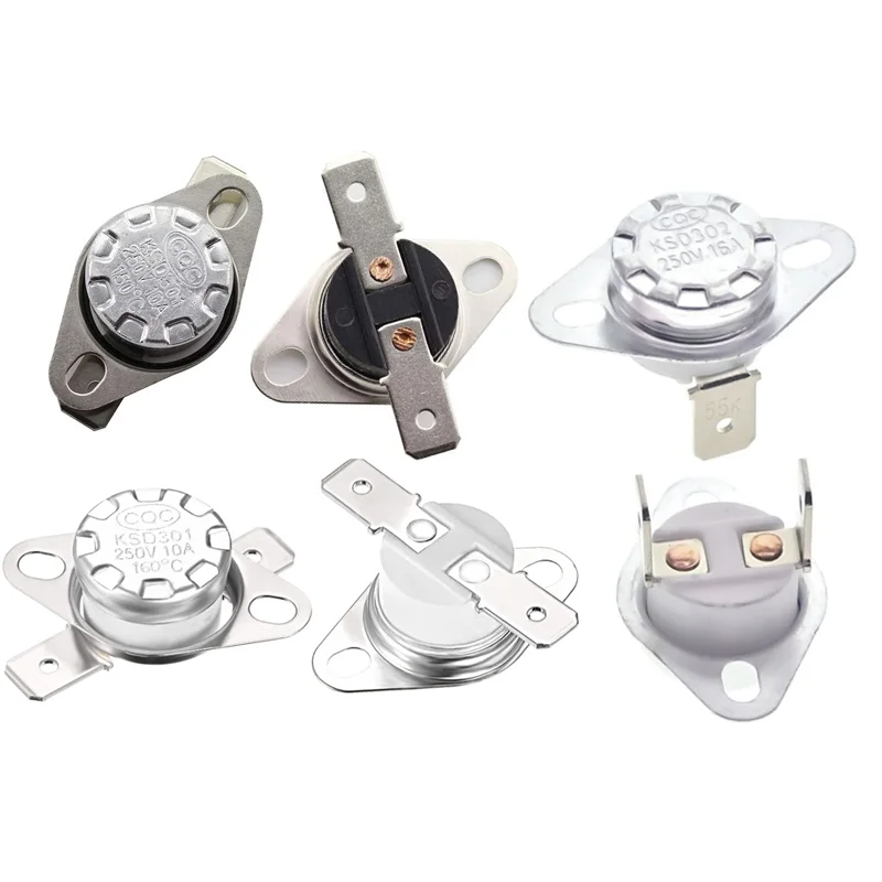 

Temperature Control Switch Small Temperature Controller KSD301 302 NC NO 25 40 50 60 80-150 300C 250V/10A 16A Overheat Protector