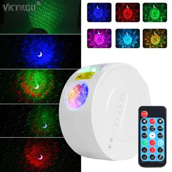 

USB LED Starry Sky Projector Light 6 Color Sea Wave Bluetooth Music Player Night Lamp with Remote Control Laser Projection Lamp