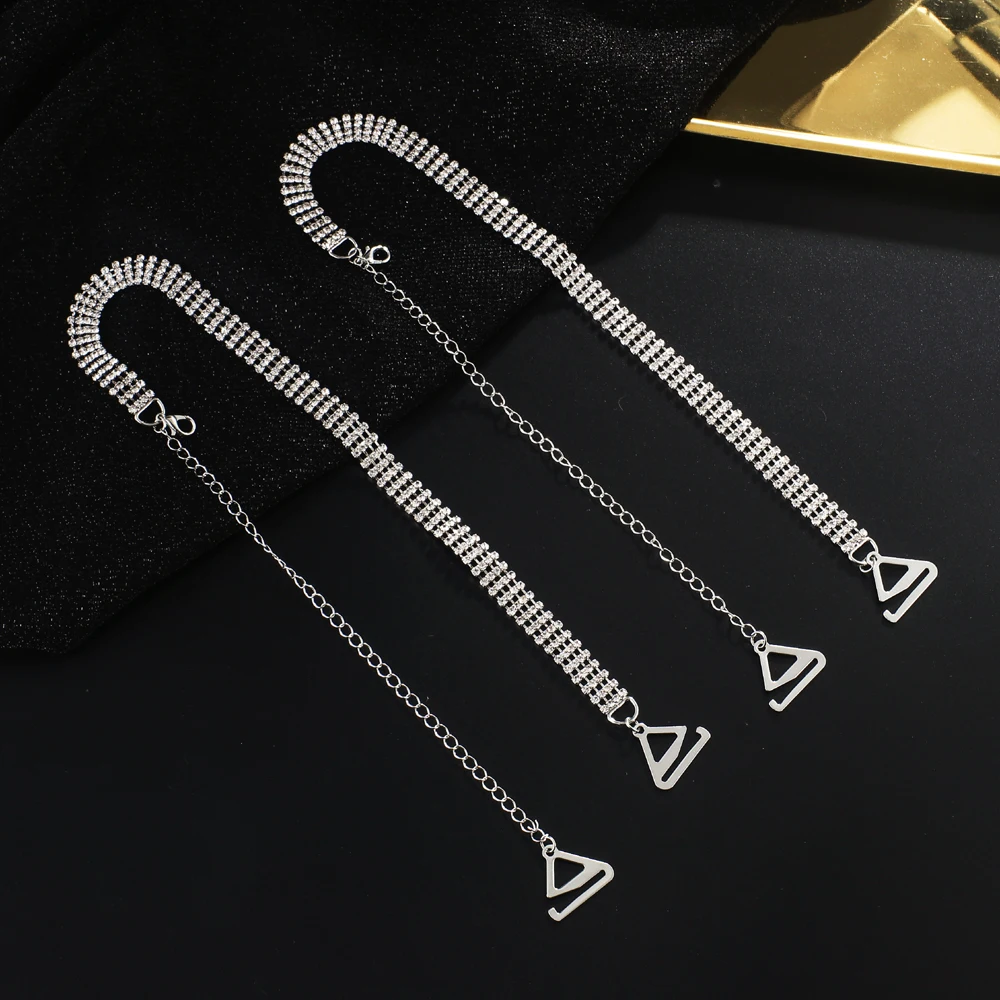 Rhodium мульти 4 ряда блестящий ремешок для бюстгальтера со Стразами Ремни decortiave