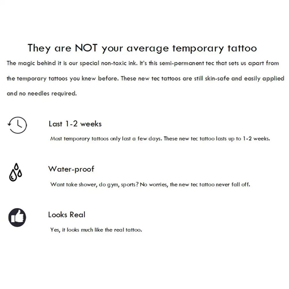 Semi-Permanent Temporary Tattoo Sticker for Men Boys Long-Lasting 1-2 Weeks Waterproof & Realistic Body Arrow Tattoo Stickers 5
