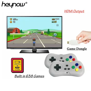 

HEYNOW 4K HDMI Mini TV Video Game Console Dual 2.4G Wireless Gamepad Controller Game Dongle Built in 638 Games Retro Game Player