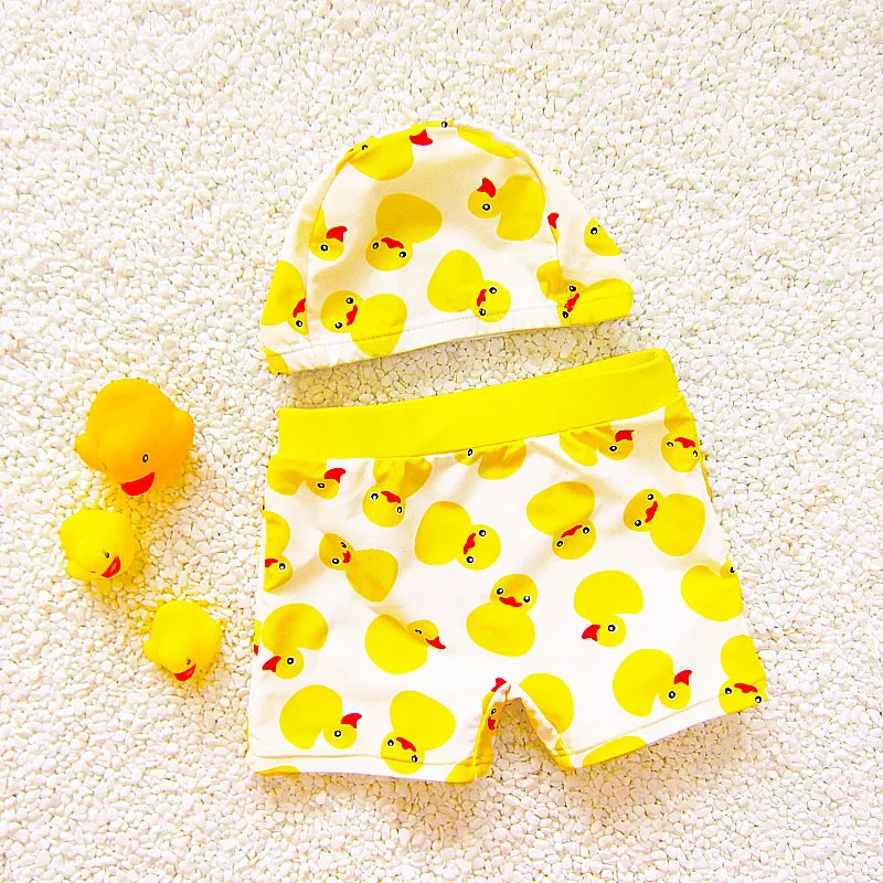 

2018 New Style Infants Little Duck-Baby Boxer Medium And Small BOY'S Swimming Trunks with Hat Swimwear Swimsuit