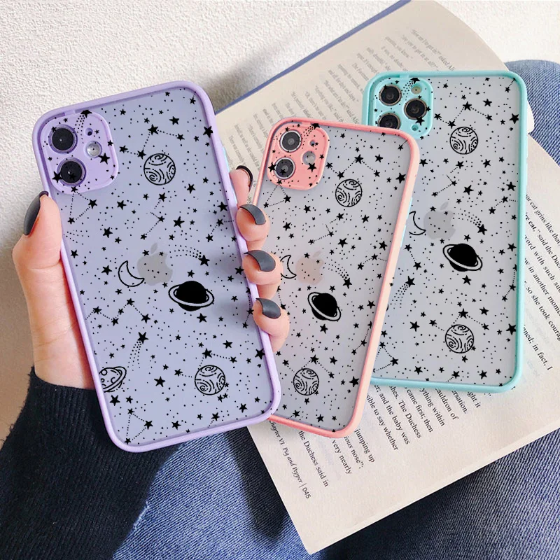 Cartoon Planet Stars Shockproof Cute Phone Case – Stylish Back Cover Coque