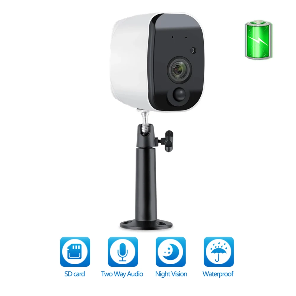 

1080P HD WiFi IP Camera Outdoor Wireless Security Battery Charge Camera Audio Surveillance CCTV PIR Motion Detection SD Card