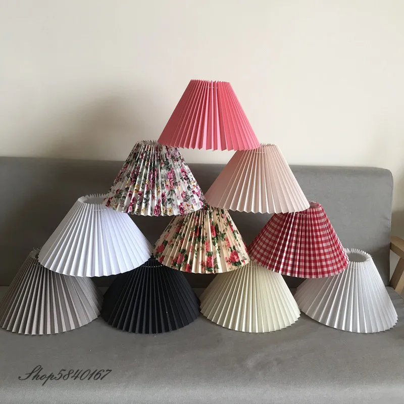 New Pleats Lampshade for Table Lamp Standing Floor Lamps Korean Style Pleated Lampshade Cute Desk Lamp Shade Bedroom Lamps E27