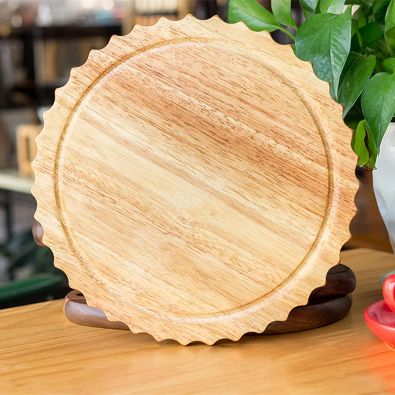 

9 inch Rubber Wood Pizza Peel Creative Sun Flower Shape Beef Plates Bread Boards Round Cutting Boards Food Serving Trays