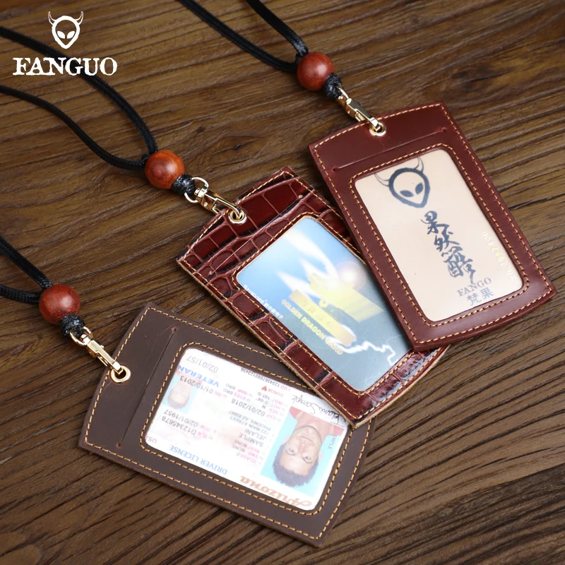 Life-Mate Badge Holder - Leather ID Card Holder Wallet Case with 3 Cards Slot and Neck Lanyard/Strap. Additional Retractable Badge Reel with Belt