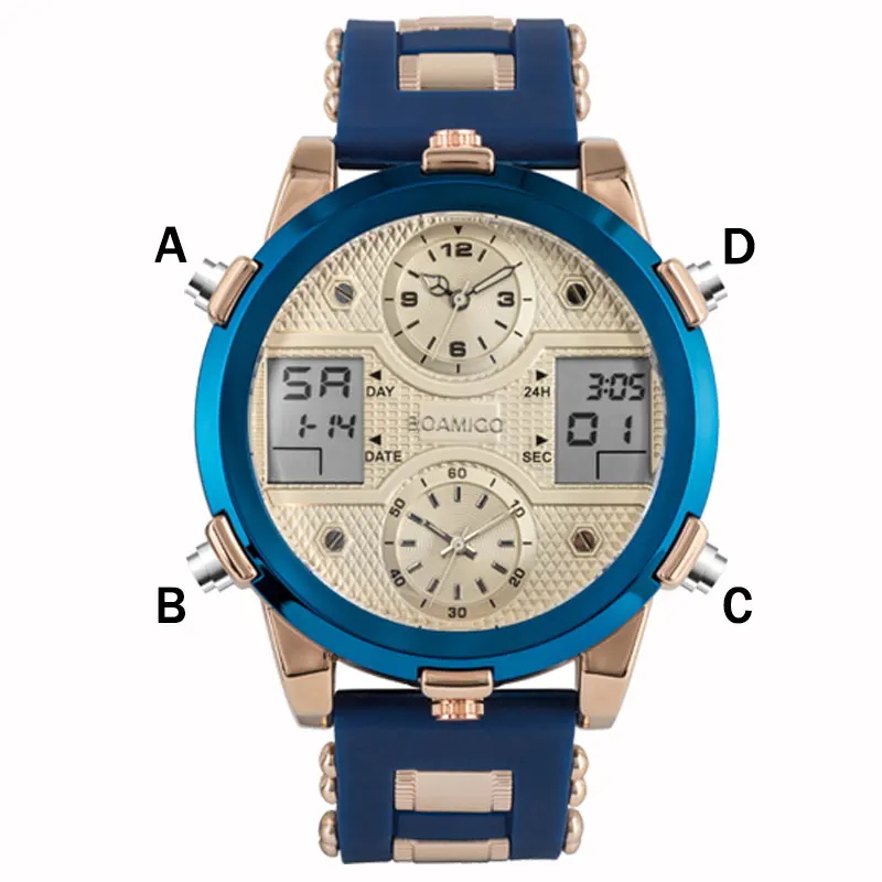 BOAMIGO военные мужские кварцевые часы светодиодный цифровые мужские s часы Топ Роскошные, спортивные и фирменные часы мужские золотые наручные часы мужские
