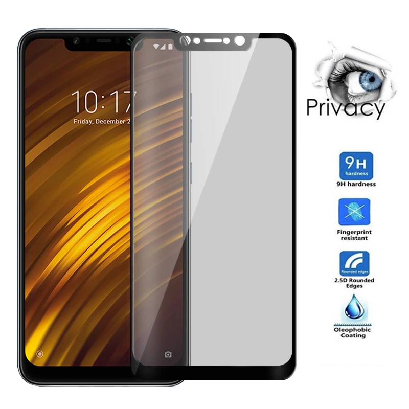 

9D Anti-peep Glass For Xiaomi Pocophone F1 Tempered Glass For Xiaomi Pocophone F1 Privacy Screen Protector Anti Glare Full Cover