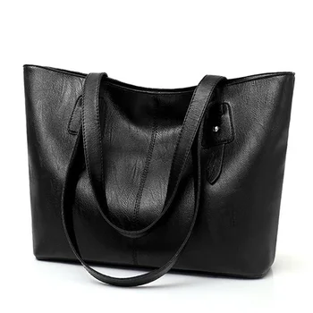 

Woman PU Leather Wear Resistant Fashion Shopping Tote Bag Casual Handbags Large Capacity Solid Shoulder Bag