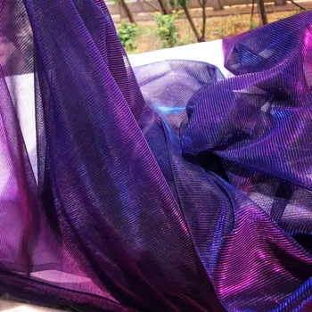 

Color Purple Openwork Mesh Fabric Dress Designer Fabric, by the Meter