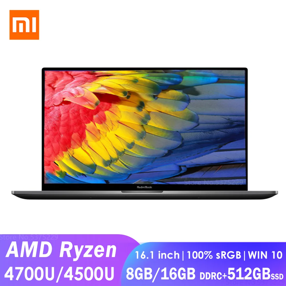 Ноутбук Xiaomi RedmiBook 16 1 дюймов AMD Ryzen 4500U/4700U 8G/16G DDR4 512GB SSD Windows 10 ультратонкий ноутбук 100%