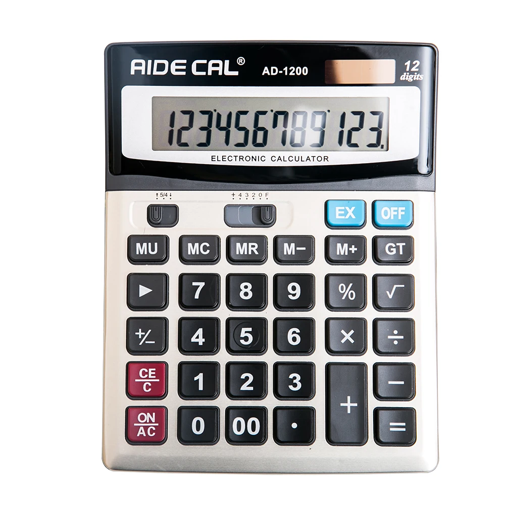 12 Digits Standard Office ,Solar, AA Battery Electronic Calculator Large, 1-Pack