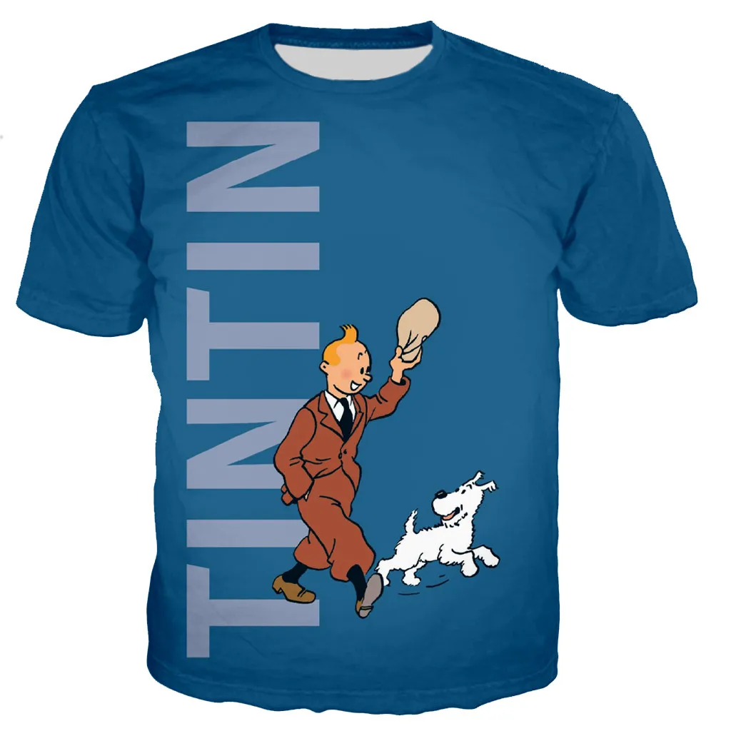 Футболка Tintin Мужская/женская с 3D принтом модная тенниска в повседневном стиле