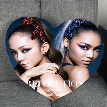 

New Arrival Namie Amuro Pillowcase Heart Shape Satin Fabric Pillow Cover For Home Bedroom Wedding Decorate Pillow Cases