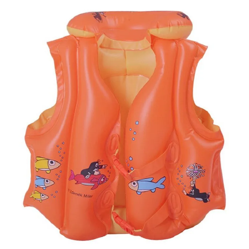 Factory Direct Selling Blue Orange Thick Inflatable CHILDREN'S Swimwear, PVC Thick Blowing Learn Swimming Clothes Wholesale