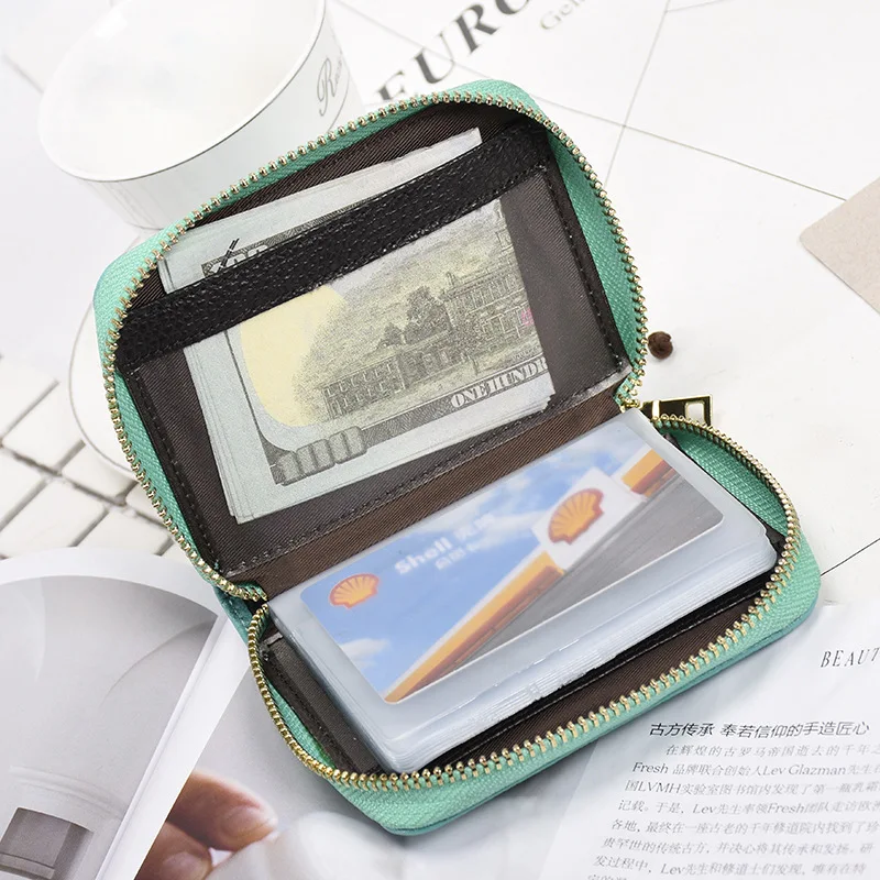 

AliExpress Genuine Leather Antimagnetic Wallet Men Document Package Multi-functional Purse Anti-Scanning Women's Zipper Card Hol