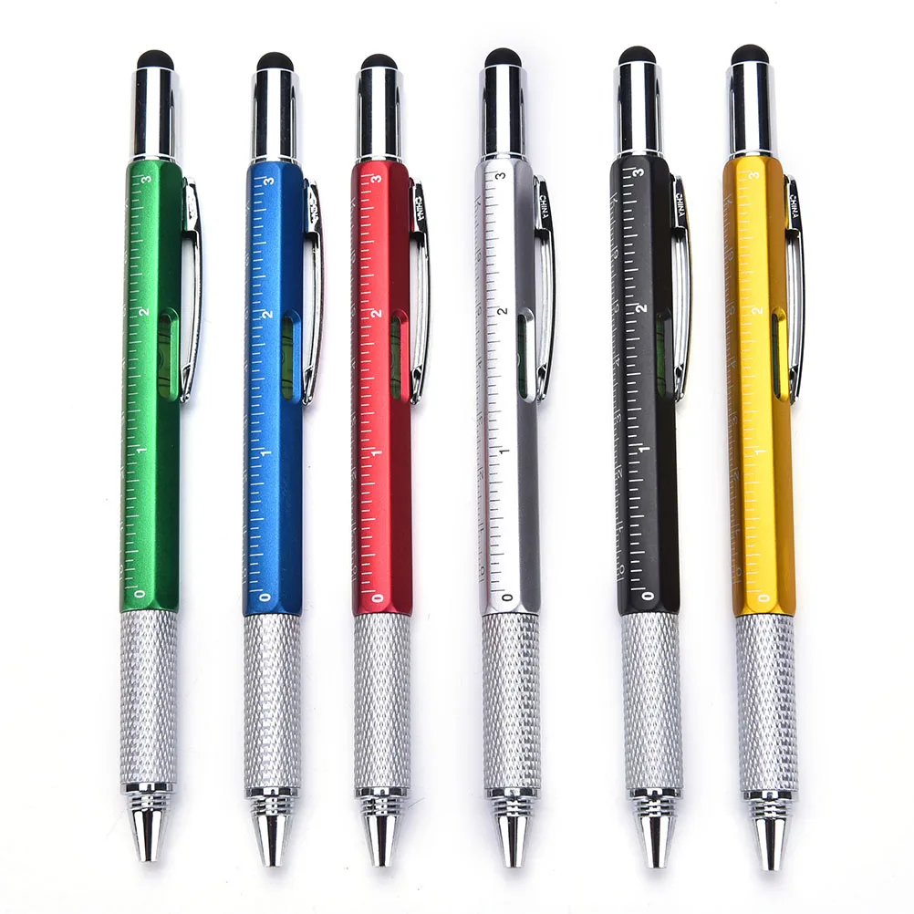 

1PC Tool Ballpoint Pen Screwdriver Ruler Spirit Level with a Top and Scale Multifunction 6 in 1 Touch Screen Stylus Pen