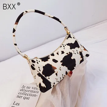 

[BXX] Cute Cow Print Small Bags For Women 2020 Summer Luxury Simple Design Shoulder Handbags Female Travel Hand Bag HN047
