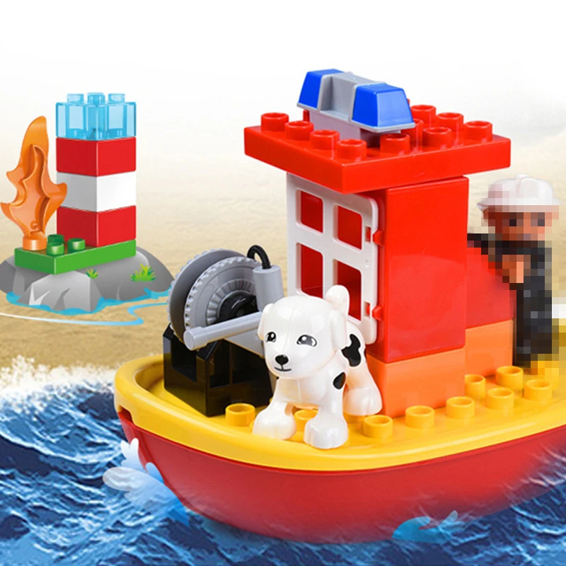 

19pcs Model Building Blocks City Fire Rescue Boat Ship DIY Fireman Assembling Bricks Educational Toys For Children Kids Gifts