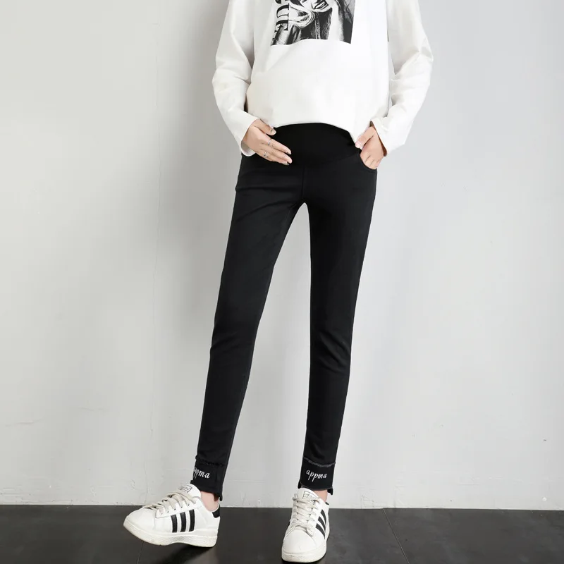 

Maternity Pants Large Size Autumn Outer Wear New Style Trousers 2019 Black And White with Pattern Skinny Leggings Fashion Mom Sp
