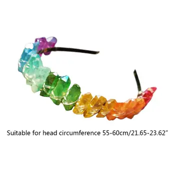 

Western European Princess Retro Tiara Rainbow Handmade Raw Crystal Hair Hoop