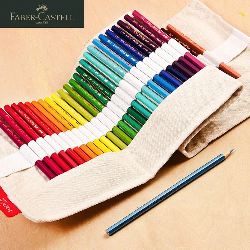 

1pc Faber Castell Colored Pencils Roll Up Pouch Canvas Pen Bag Stationary Case Cosmetic Bag 50 /64 /76 Holes Simple and Stylish