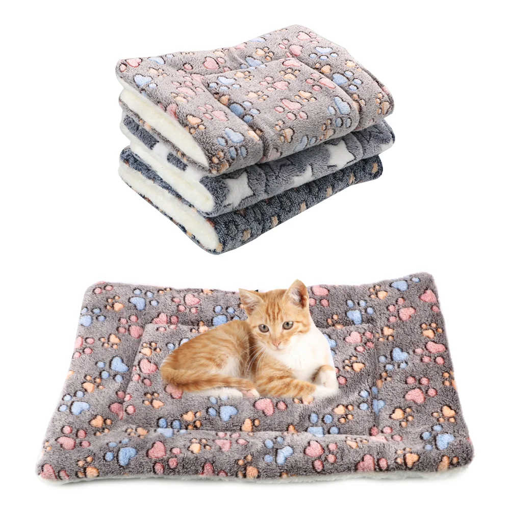 Thicken Warm Sleeping Mat Winter Pet Blanket Soft Coral Fleece Flannel Dog Puppy Mat Blanket Cat Bed Sofa Cushion Cover image_0