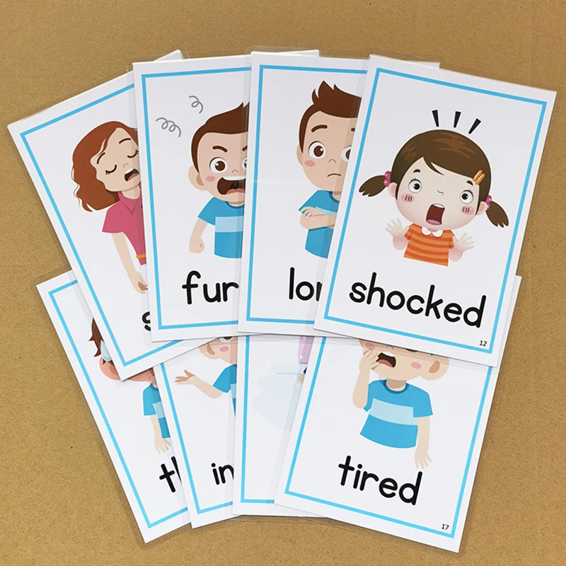 

25pcs Emotion Cognitive Card Educational Autism Baby Training Flash Cards Kindergarten School English Teacher Teaching Aids