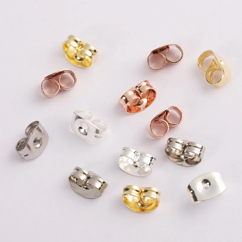 100pcs 6x4.5mm Stainless Steel Earrings Back Gold Silver Tone Rose Gold Butterfly Ear Nuts Stopper DIY Jewelry Making Supplies diy jewelry 3d arabic numerals punch letter accessories rose gold silver color stainless steel necklace pendants jewelry making