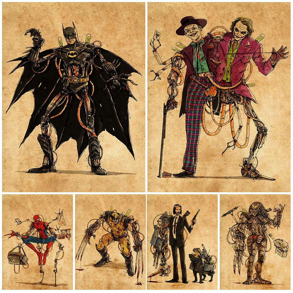 

Rusty Superheroes And Villains Vintage Wall Art Canvas Painting Hero Film Animation Art Poster And Prints Home Decor Unframed