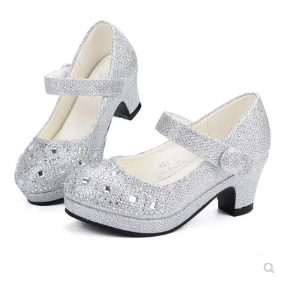 Mexemina Children Princess Shoes for Girls Sandals High Heel Glitter Shiny Rhinestone Enfants Fille Female Party Dress | Детская одежда