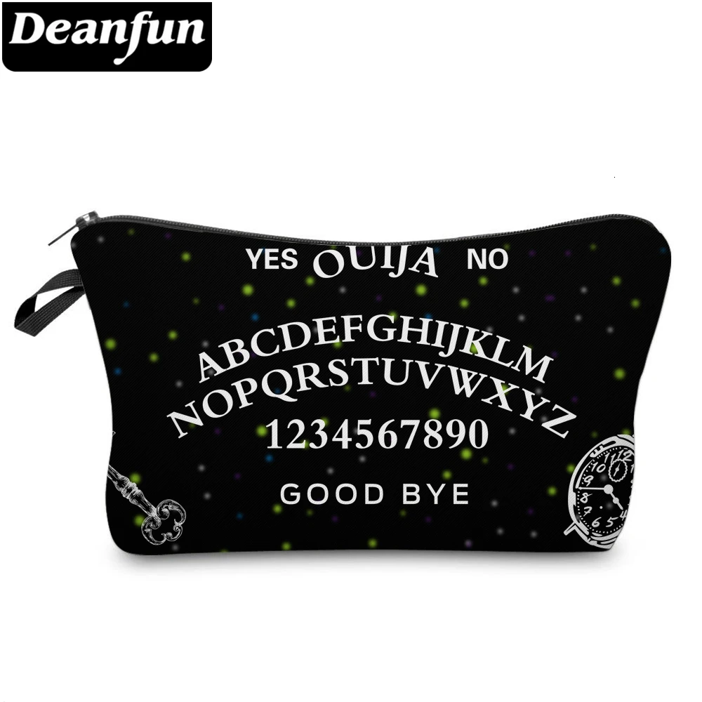  Deanfun Elegant Black Small Makeup Bag Letters Printing Cosmetic Bags For Women Storage Travel Bags