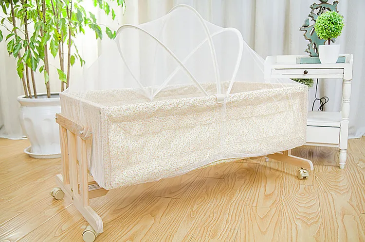 Твердая деревянная детская колыбель детская кровать независимая колыбель кровать портативная детская кроватка кровать для отправки москитной сетки