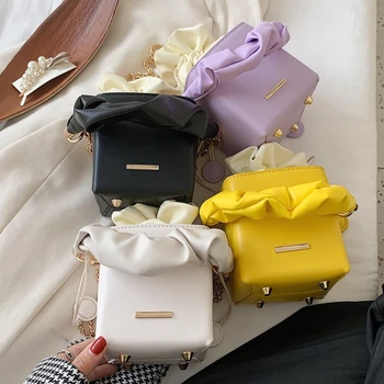 

Mini Crossbody Bags For Women 2020 Box Drawstring Bag With Chain Fashion Shoulder Bags Crossbody PU Leather Handbags Summer