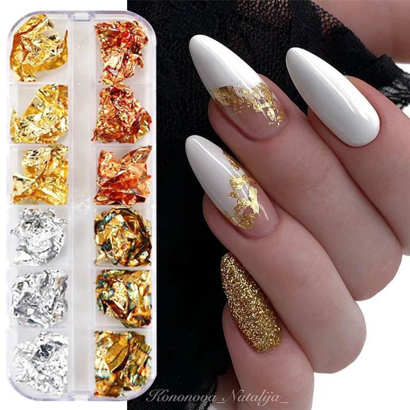 Sparkly Foil Nails Sequins Irregular Aluminum Gold Red Summer Design Set Nail Glitter Flakes Gel DIY Manicures Accessories