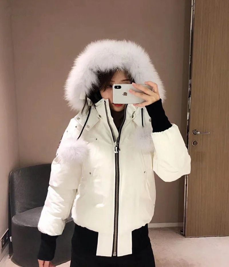 

Women Winter Down Jacket Real Fox Fur Short Fashion Parka Goose Coat Female Thicken Warm Outerwear Windproof Waterproof Clothes